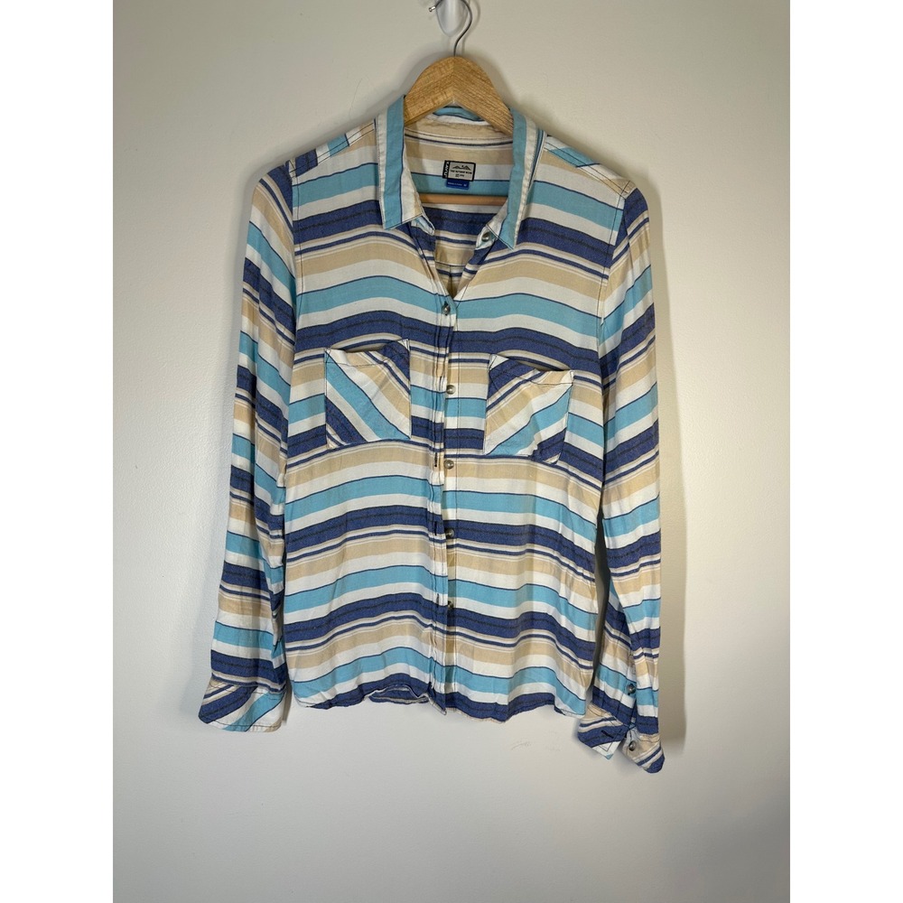 Kavu Striped Shirt Womens Size M Button Down Outdoors Granola Gorpcore Hiking
